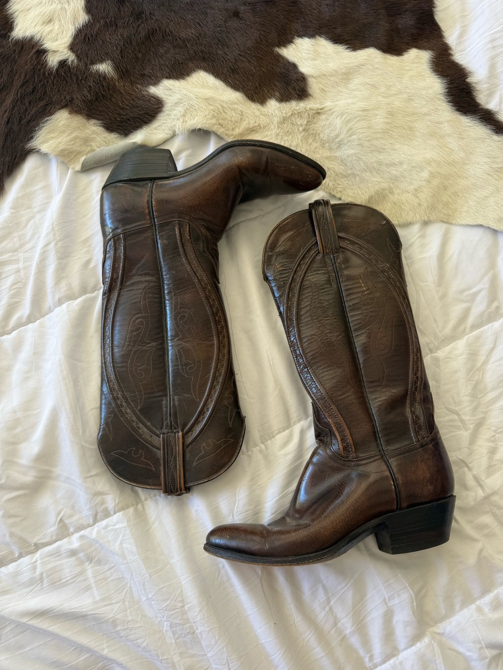 Lucchese Brown Leather Western Cowboy Boots